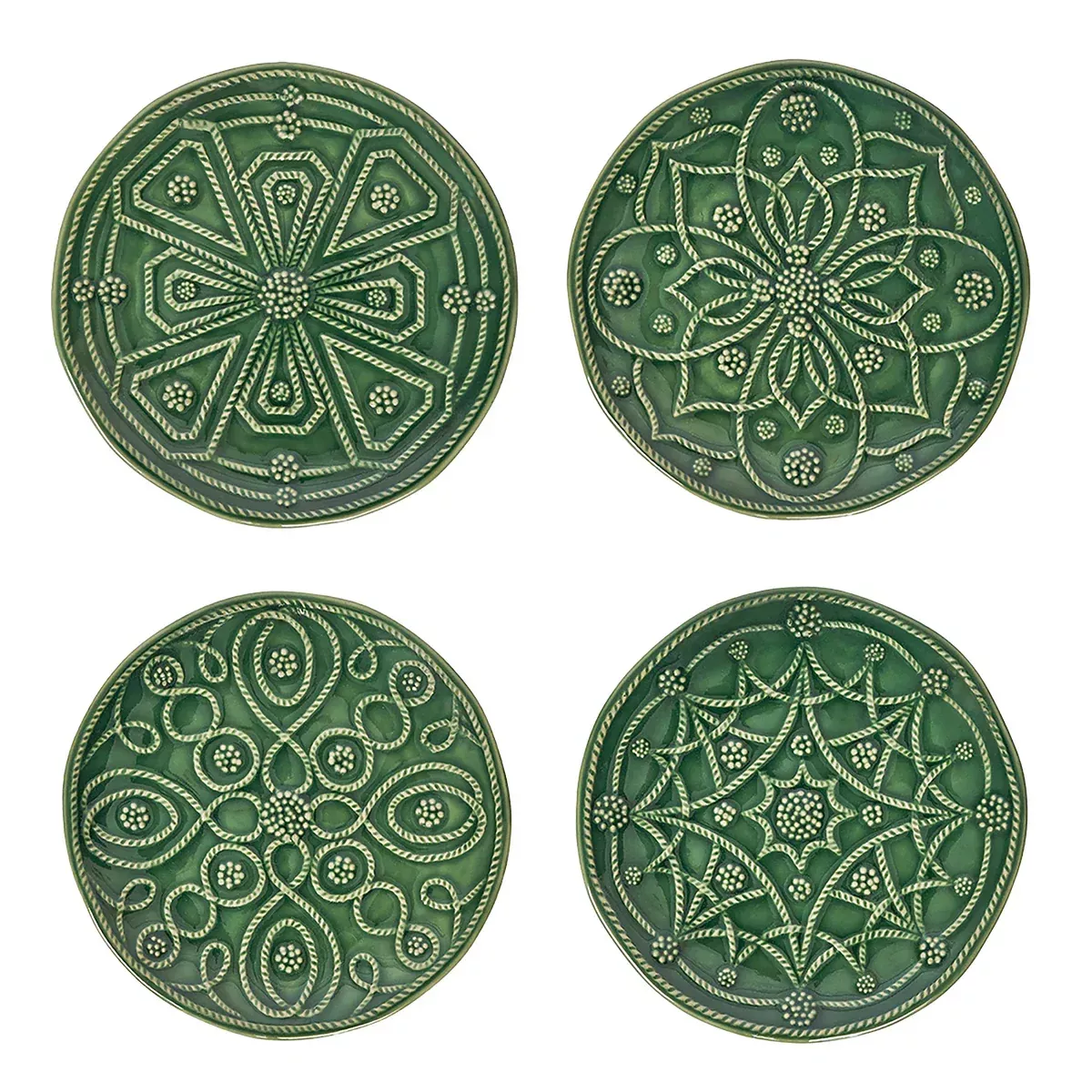 Juliska Jardins du Monde Side/Cocktail Plate - Basil, Assorted Set of 4